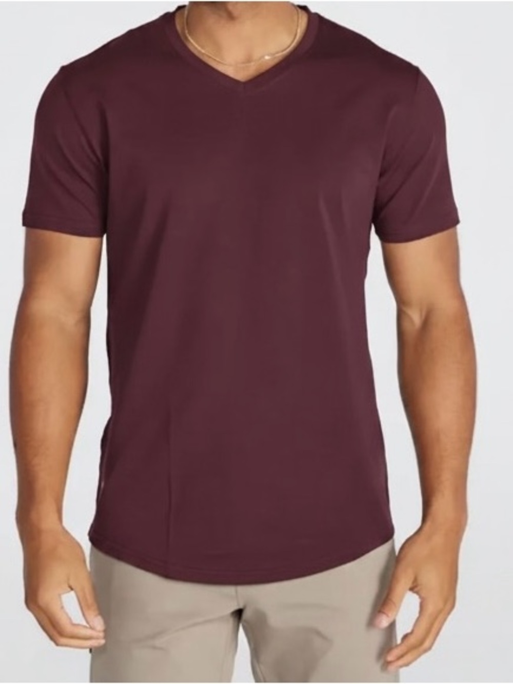 BYLT Premium Basics Drop-Cut LUX V-Neck Tee Maroon Med NWT NEW Stretch